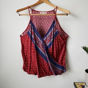Boho faux wrap tank top - living doll - XL fits L